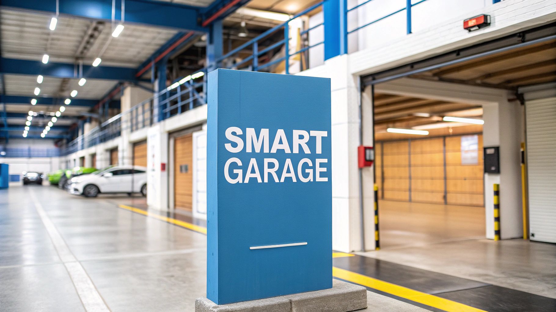 thumbnail 5 • Smart Designs for Garages Storage and Layouts A blue sign reading